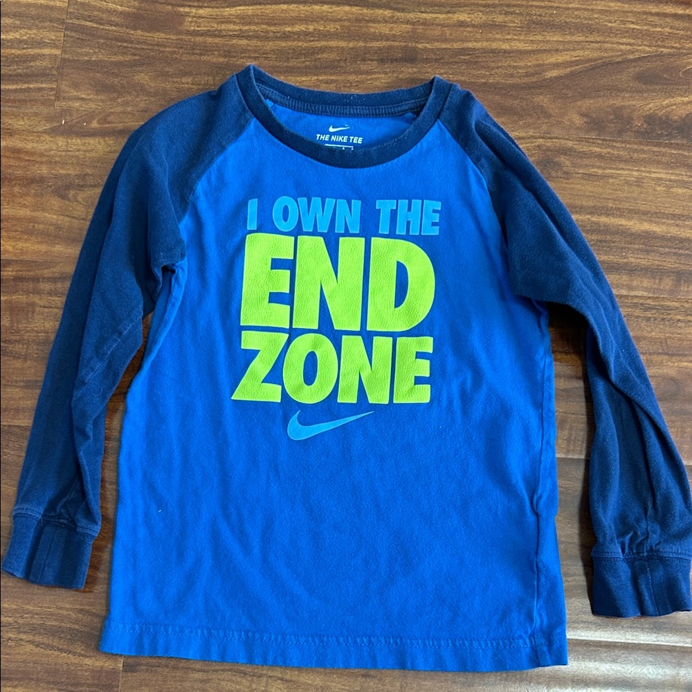 Nike Kids Blue and Navy Long Sleeve Tee